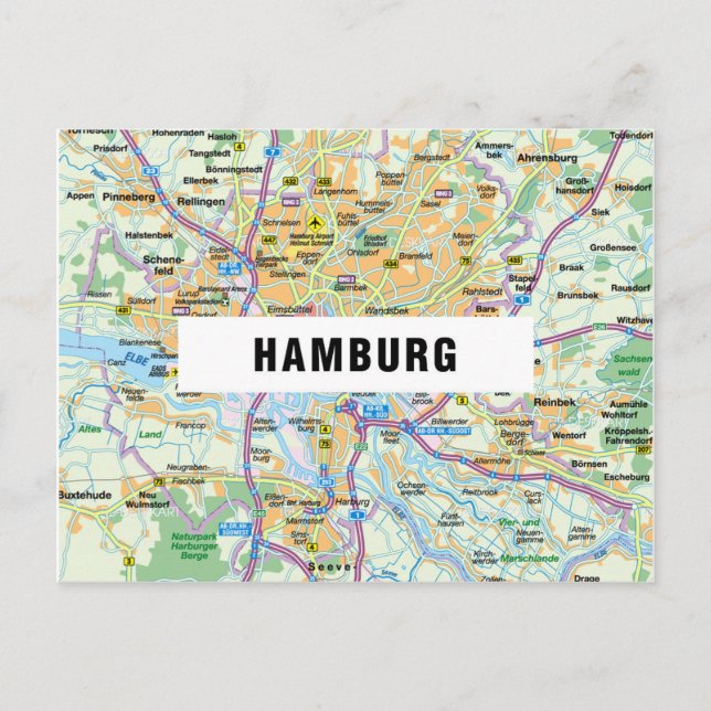 Postal CITY MAP POSTCARDS HH Hamburg (Anverso)