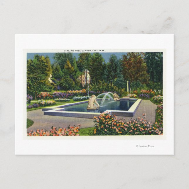 Postal City Park Rosa italiano vista al jardín (Anverso)