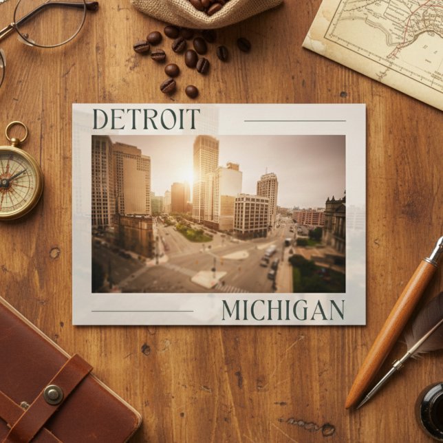 Postal Cityscape Charm: Impresiones de Detroit (Detroit's Impressions Postcard)