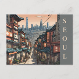 Postal Cityscape Vintage Seúl Corea del Sur Viajes asiáti