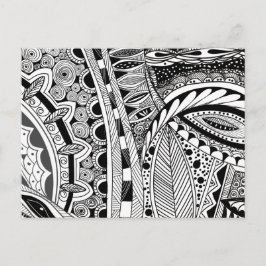 Postal Ciudad abstracta moderna de tinta negra y blanca