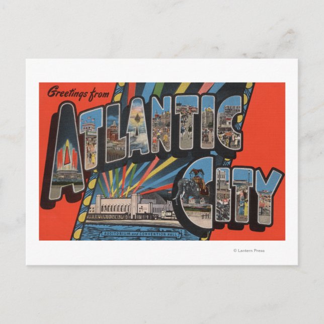 Postal Ciudad altantica, Nueva Jersey - Letra grande (Anverso)