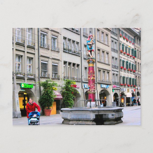 Postal Ciudad antigua de Berna - Fuente medieval (Anverso)