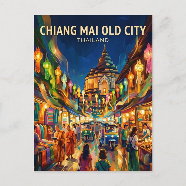 Postal Ciudad Antigua de Chiang Mai Tailandia (Anverso)
