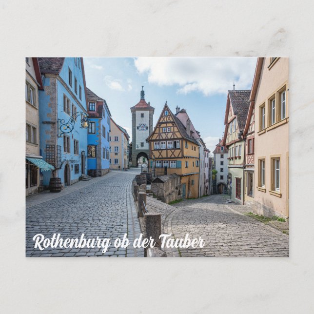 Postal Ciudad antigua de Rothenburg ob der Tauber, Aleman (Anverso)
