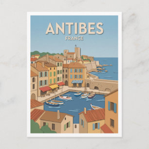 Postal Ciudad Antigua y Puerto de Antibes Francia