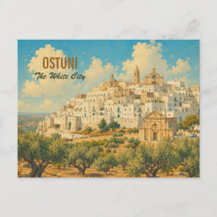 Postal Ciudad Blanca Vintage Ostuni - Puglia Italia Viaje