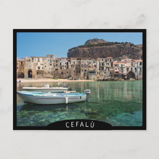 Postal Ciudad costera de Cefalu, Sicilia (Anverso)