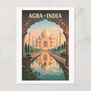 Postal Ciudad de Agra, viaje retro a la India 2026