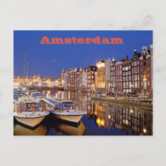 Postal Ciudad de Ámsterdam por noche