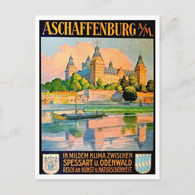 Postal Ciudad de Aschaffenburg, Alemania, Schloss Johanni (Anverso)