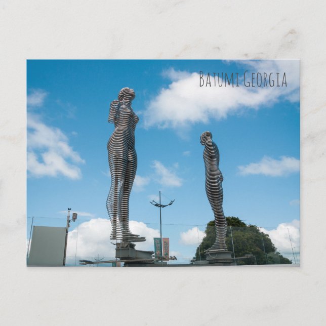 Postal Ciudad de Batumi, Georgia. Estatua de Ali y Nino (Anverso)