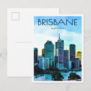 Postal Ciudad de Brisbane Australia Viajes Antiguos 