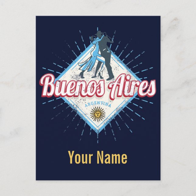 Postal Ciudad de Buenos Aires Argentina retro tango vinta (Anverso)