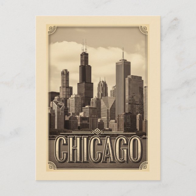 Postal ciudad de chicago vintage (Anverso)