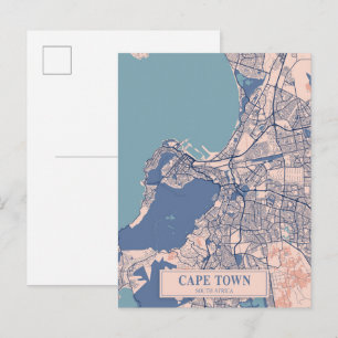 Postal Ciudad de Ciudad del Cabo Sudáfrica Mapa de viaje