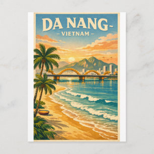 Postal ciudad de Da Nang, Vietnam, en un clásico estilo r