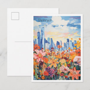 Postal Ciudad de Detroit Míchigan Viajes