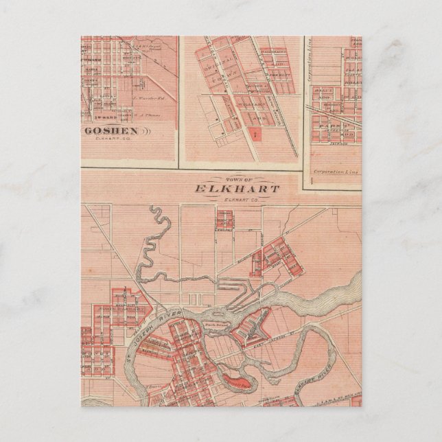 Postal Ciudad de Elkhart, Elkhart Co con Goshen (Anverso)