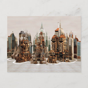 Postal Ciudad de fantasía futurista Arte de horizonte de
