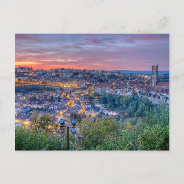 Postal Ciudad de Friburgo, Suiza (Anverso)