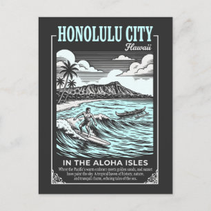 Postal Ciudad de Honolulu Hawái en las Islas Aloha