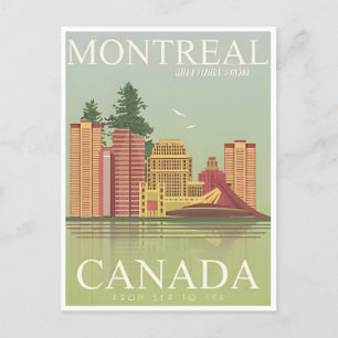 Postal Ciudad de ilustracion de turismo de Montreal Canad