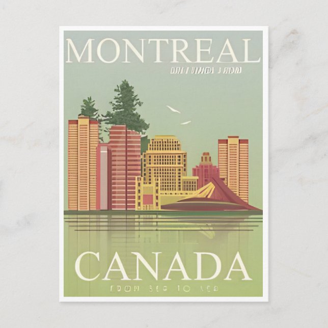 Postal Ciudad de ilustracion de turismo de Montreal Canad (Anverso)