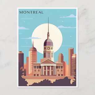 Postal Ciudad de ilustracion de turismo de Montreal Canad