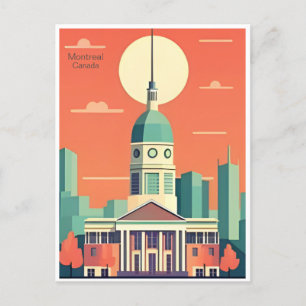 Postal Ciudad de ilustracion de turismo de Montreal Canad