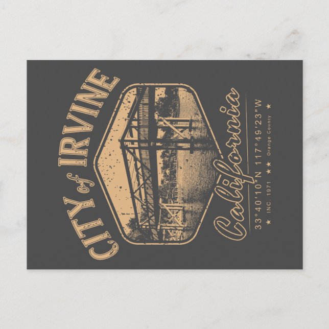 POSTAL CIUDAD DE IRVINE NARANJA CALIFORNIA VINTAGE (Anverso)