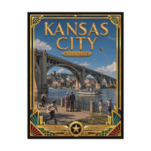 Ciudad de Kansas Kansas Arte Deco Vintage Edad de 