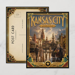 Postal Ciudad de Kansas Missouri Arte Deco Vintage Edad D