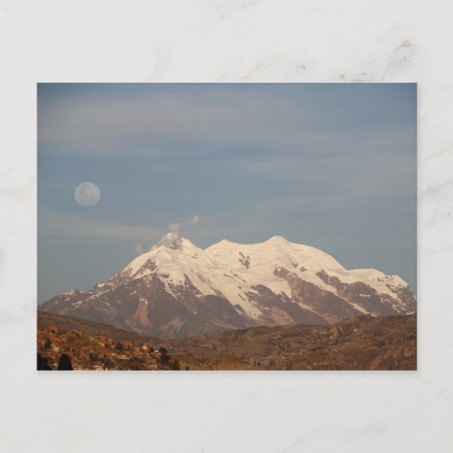 Postal Ciudad de La Paz, Bolivia Montaña de Nieve Illiman (Anverso)