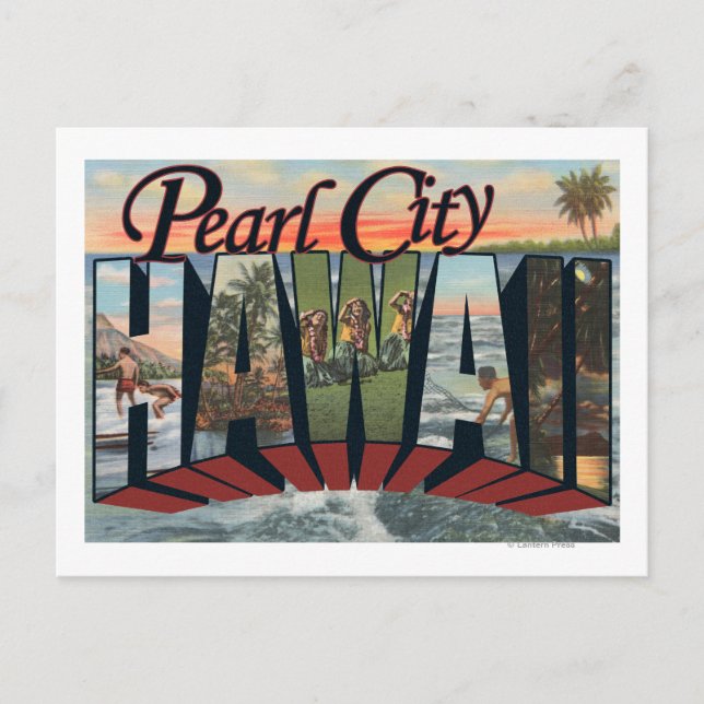 Postal Ciudad de la Perla, Hawaii - Escenas de letras gra (Anverso)