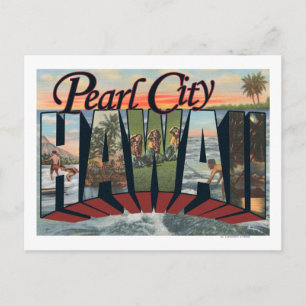 Postal Ciudad de la Perla, Hawaii - Escenas de letras gra