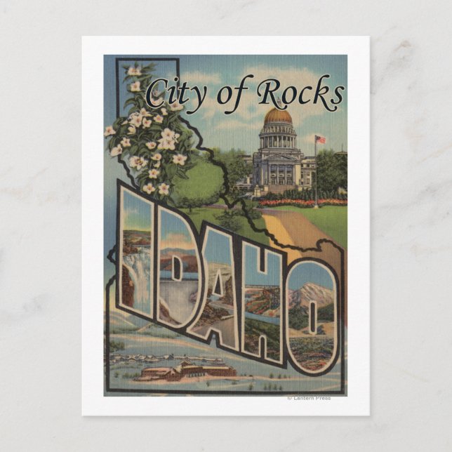 Postal Ciudad de las Rocas, Idaho - Escenas de letras gra (Anverso)