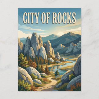 Postal Ciudad de las Rocas Póster de viaje vintage escéni