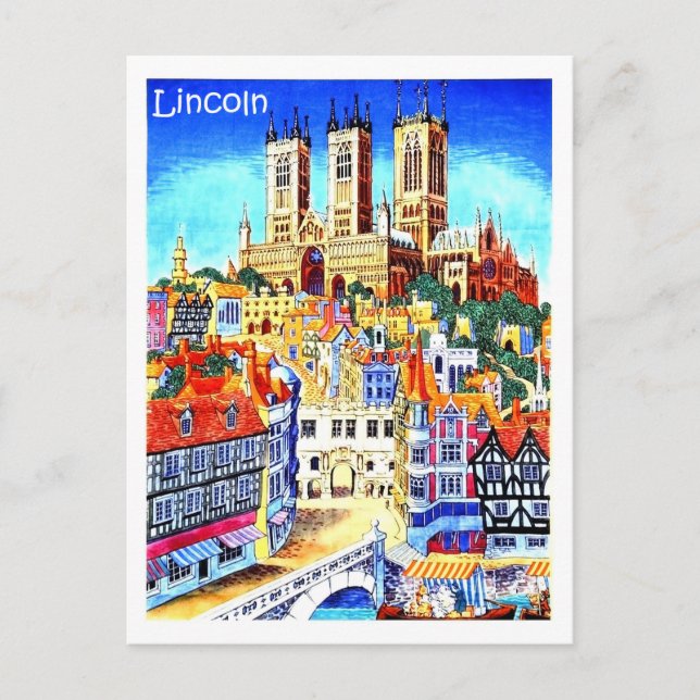 Postal Ciudad de Lincoln, Inglaterra, ilustracion, cosech (Anverso)