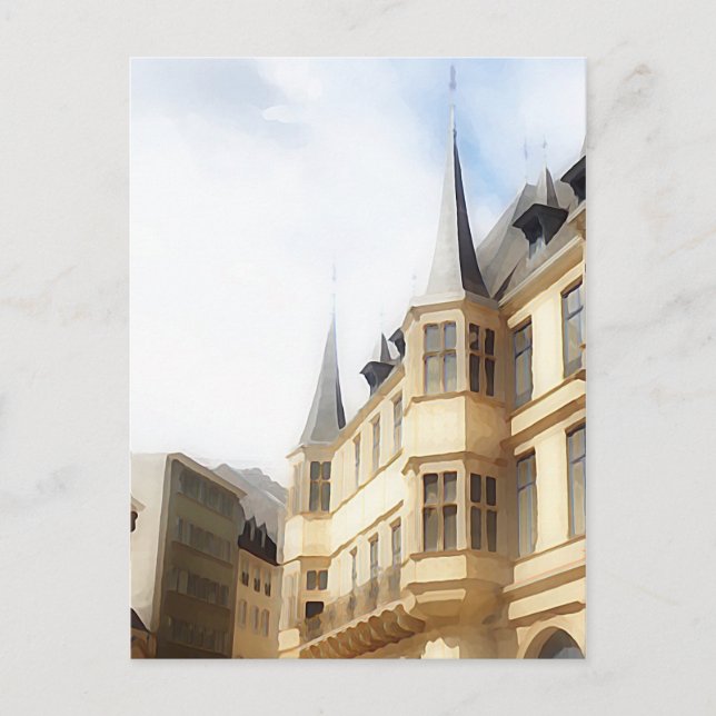 Postal Ciudad de Luxemburgo - Ciudad vieja - pintura (Anverso)