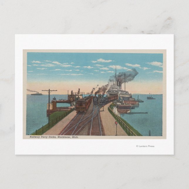 Postal Ciudad de Mackinaw, MI - Vista de los puertos de f (Anverso)