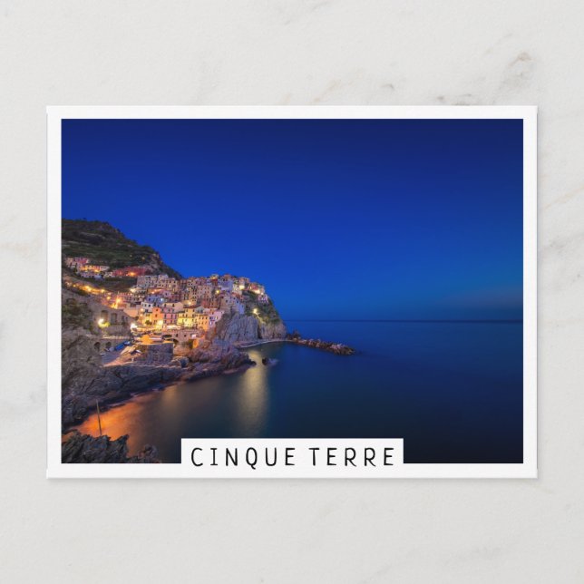 Postal Ciudad de Manarola en Cinque Terre por la noche (Anverso)