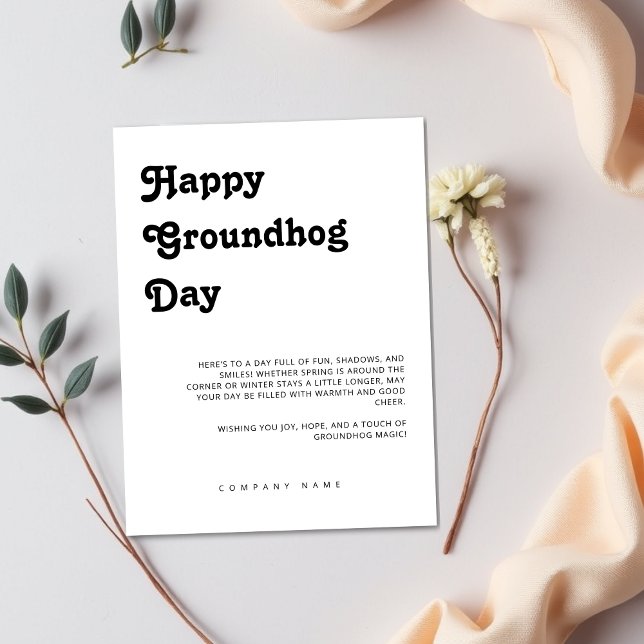 Postal Ciudad de marketing inmobiliario Feliz Día de la G (Real estate marketing happy groundhog day post cards for clients, customers)