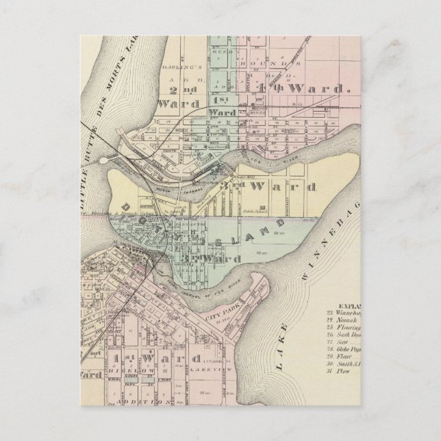 Postal Ciudad de Menasha, ciudad de Neenah (Anverso)