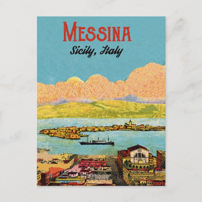 Postal Ciudad de Messina, Sicilia, Italia (Anverso)