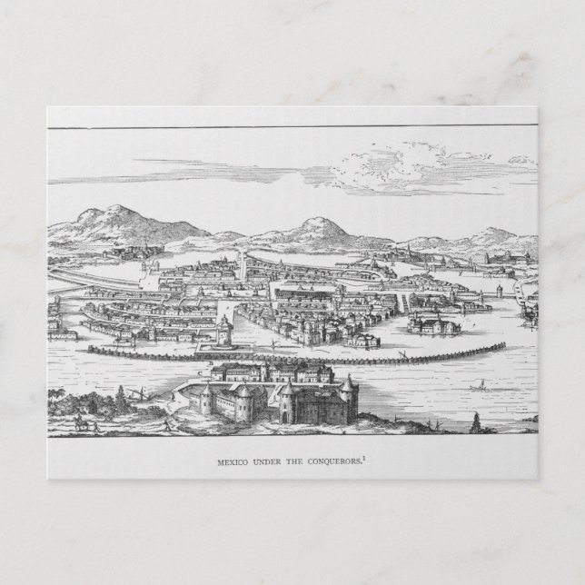 Postal Ciudad de México bajo el conquistador (Anverso)