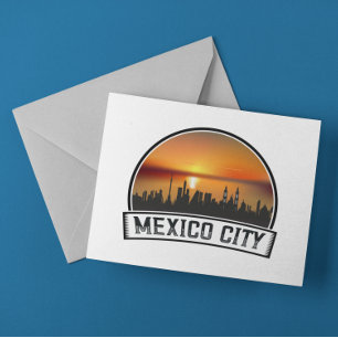 Postal Ciudad de México CDMX Vintage Sunset Cityscape