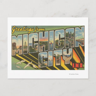 Postal Ciudad de Michigan, Indiana - Escenas de letras gr