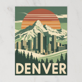 Postal Ciudad de montaña Retro Denver