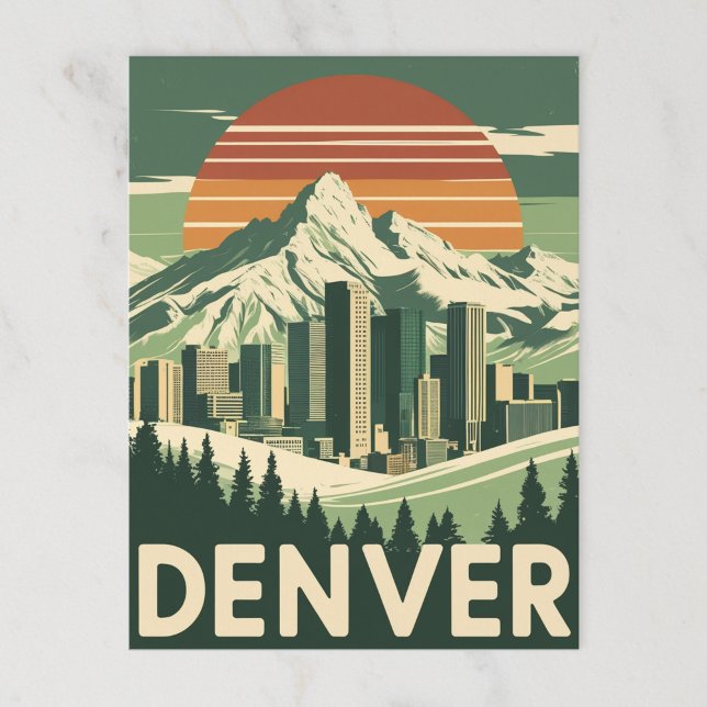 Postal Ciudad de montaña Retro Denver (Subido por el creador)